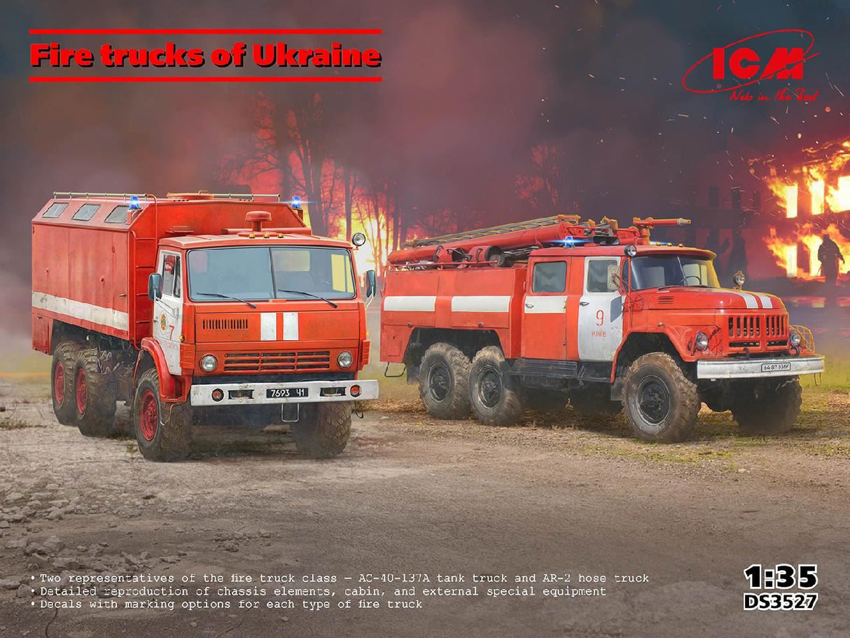 Icm Fire Trucks Of Ukraine, Ac-40-137A & Ar-2 (Set Of 2)