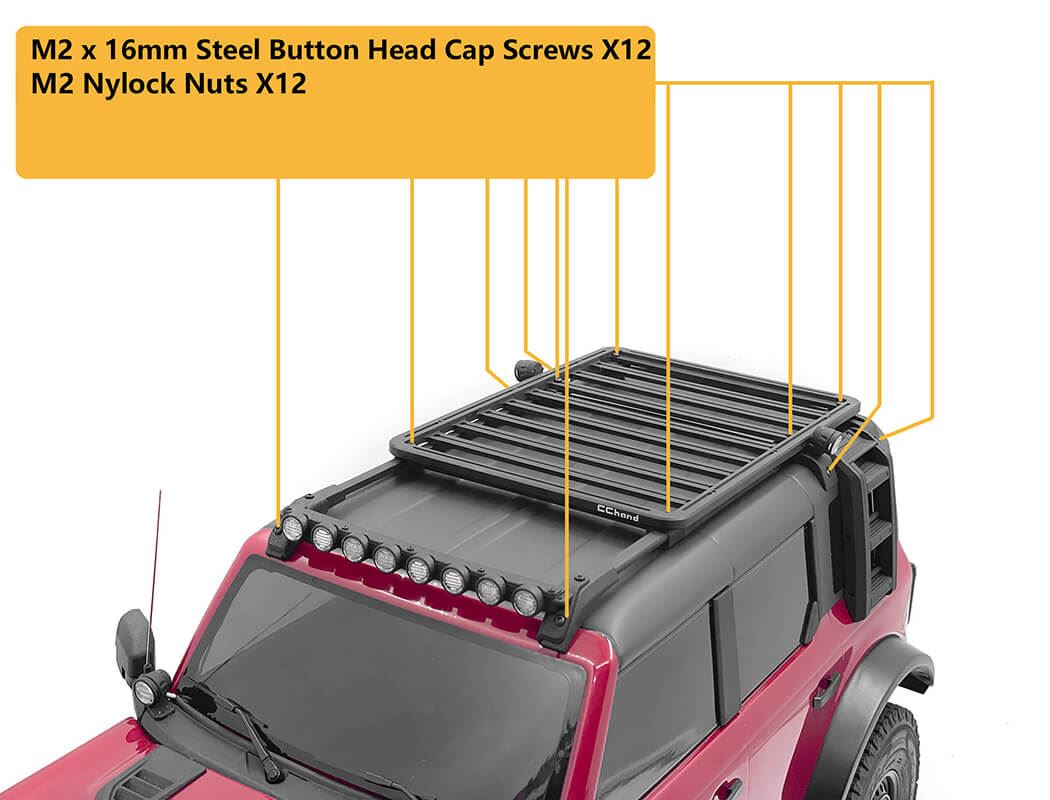 RC4WD ROOF RAILS & METAL ROOF RACK FOR TRAXXAS TRX-4 2021 BRONCO (STYLE B)
