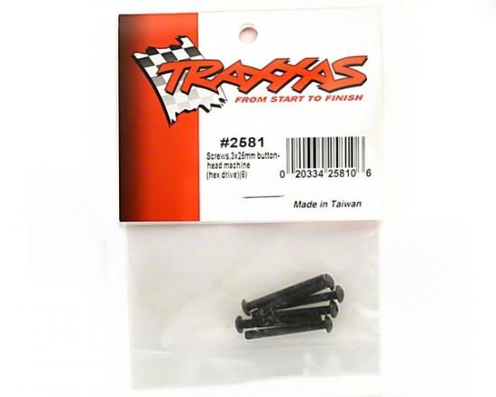 TRAXXAS Screws, 3x25mm button-head machine (hex drive) (6)