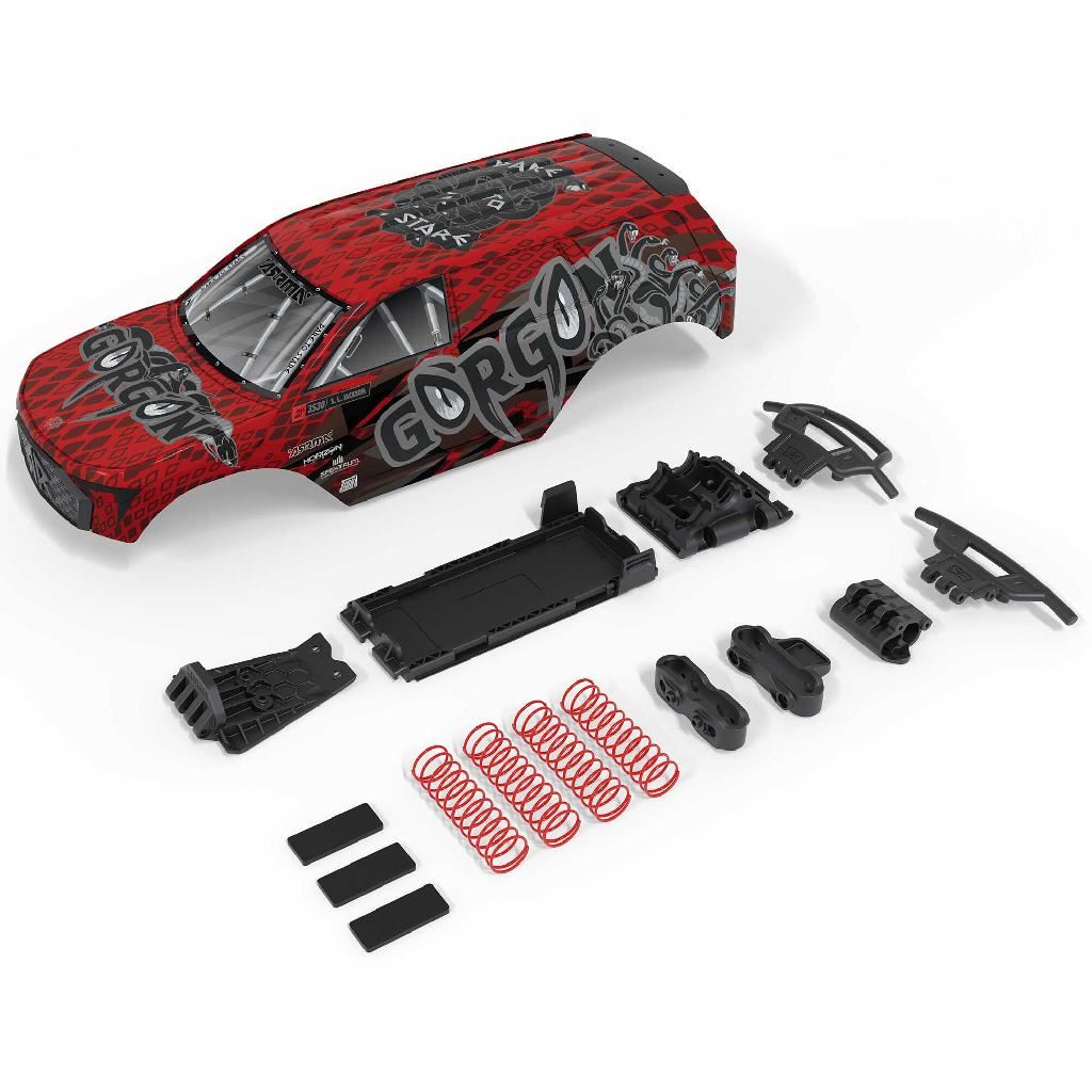 Arrma 1/10 Gorgon Painted Decaled Trimmed Body Set, Red/Black