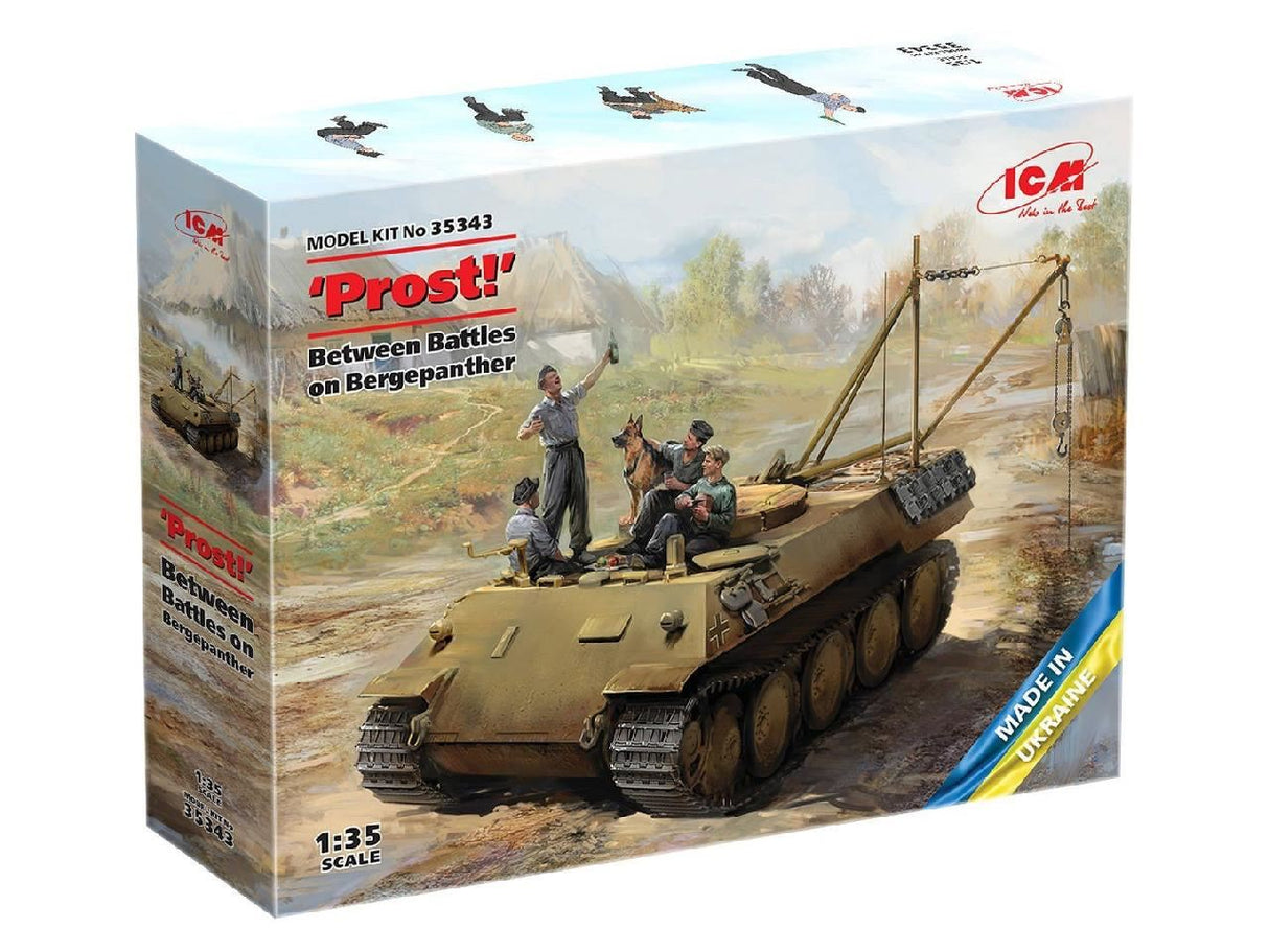 Icm Inprost!In, Between Battles On Bergepanther (Arv Bergepanther With 4 Figures & Dog)