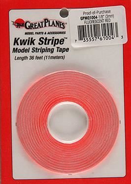 GPLANES Striping Tape Fluorescent Red 1/8" (3mm x 11m)
