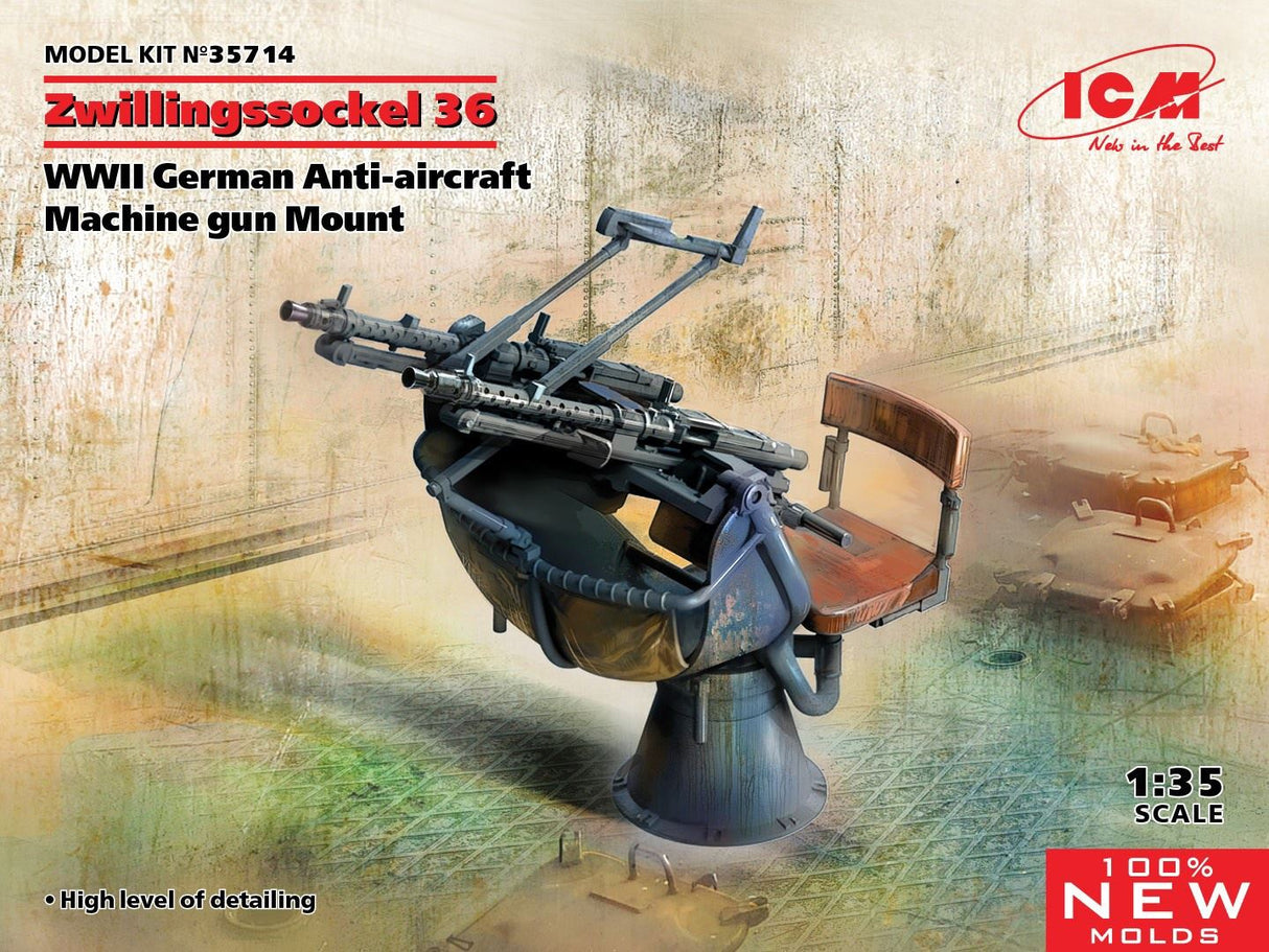 Icm Zwillingssockel 36, Wwii German Anti-Aircraft Machihe Gun Mount