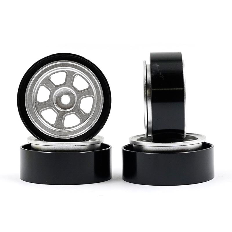 Yeah Racing Aluminum CNC 6 Spoke Beadlock Rims Set Silver For Traxxas TRX-4M