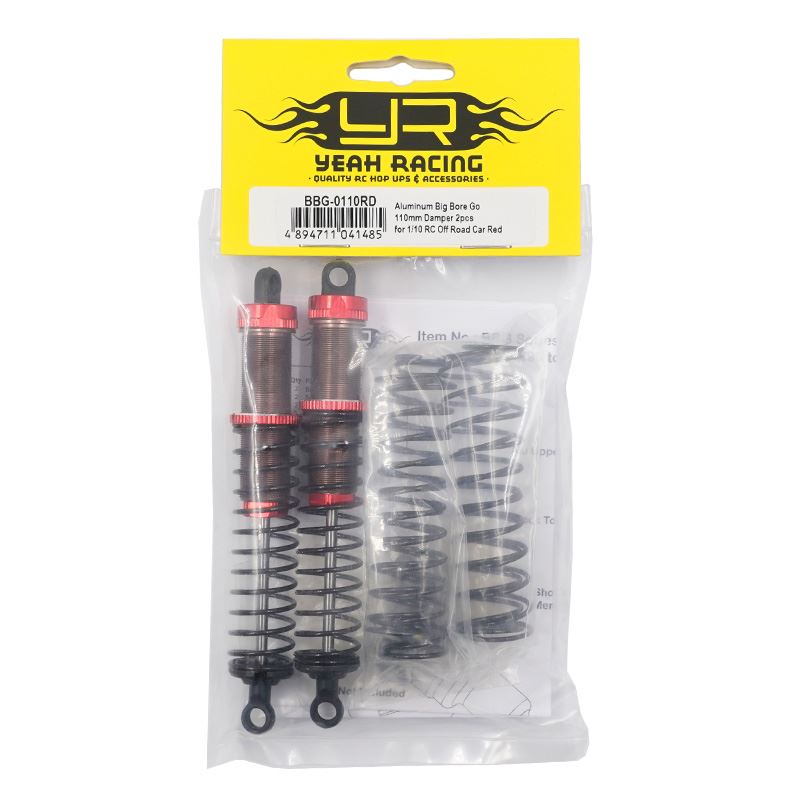 Yeah Racing Aluminum Big Bore Go 110mm Damper 2pcs for 1/10 RC Off Road Car Red