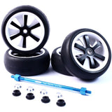 Yeah Racing Aluminum Stylish Spinning Rims (4pcs) BK 6-Spoke Tire Set w/Free Tire Holder for 1:10 Touring Cars