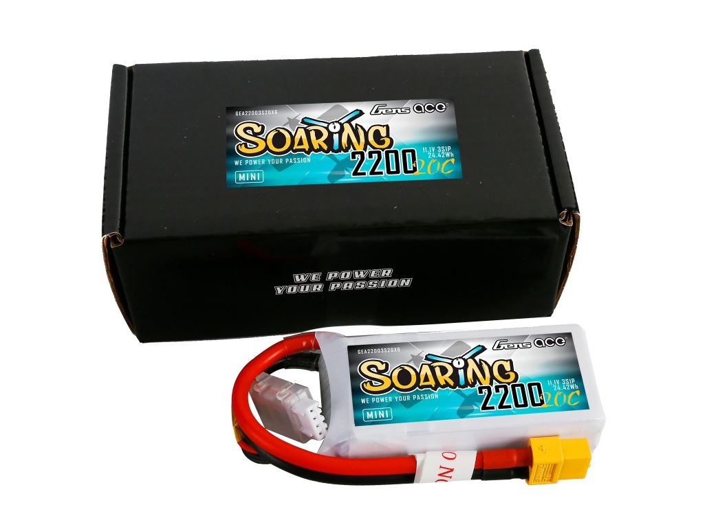 Gens Ace Li-Po 3S 11.1V Mini 2200Mah 20C Soaring With Xt60