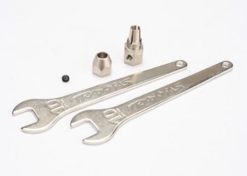 TRAXXAS Motor coupler, collet style/ GS 4x3 SS (1)/ wrench, 10mm (2)