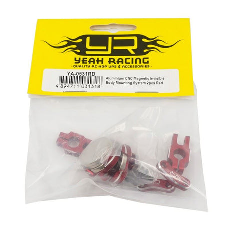 Yeah Racing Aluminium CNC Magnetic Invisible Body Mounting System 2pcs Red