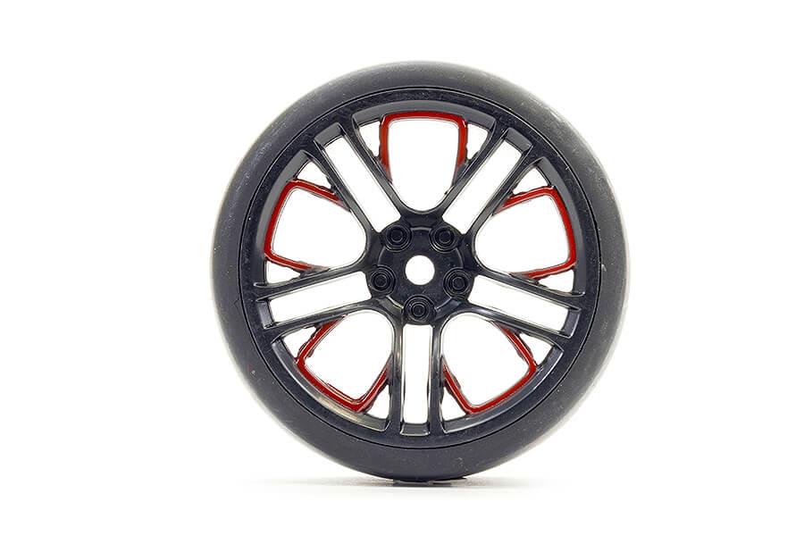 FASTRAX 1/10 (4) DRIFT D1 TYRE w/3MM 10-SPOKE WHEEL- GRAPHTE