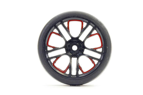 FASTRAX 1/10 (4) DRIFT D1 TYRE w/3MM 10-SPOKE WHEEL- GRAPHTE