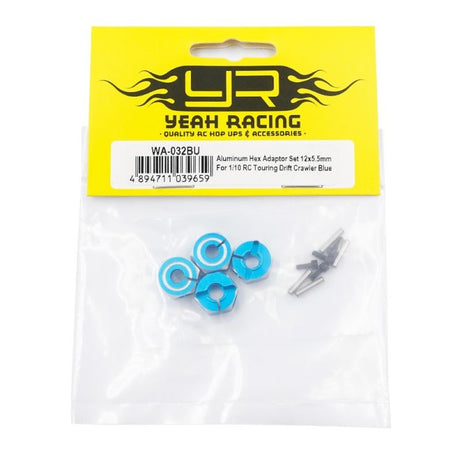 Yeah Racing Aluminum Hex Adaptor Set 12x5.5mm For 1/10 RC Touring Drift Crawler Blue