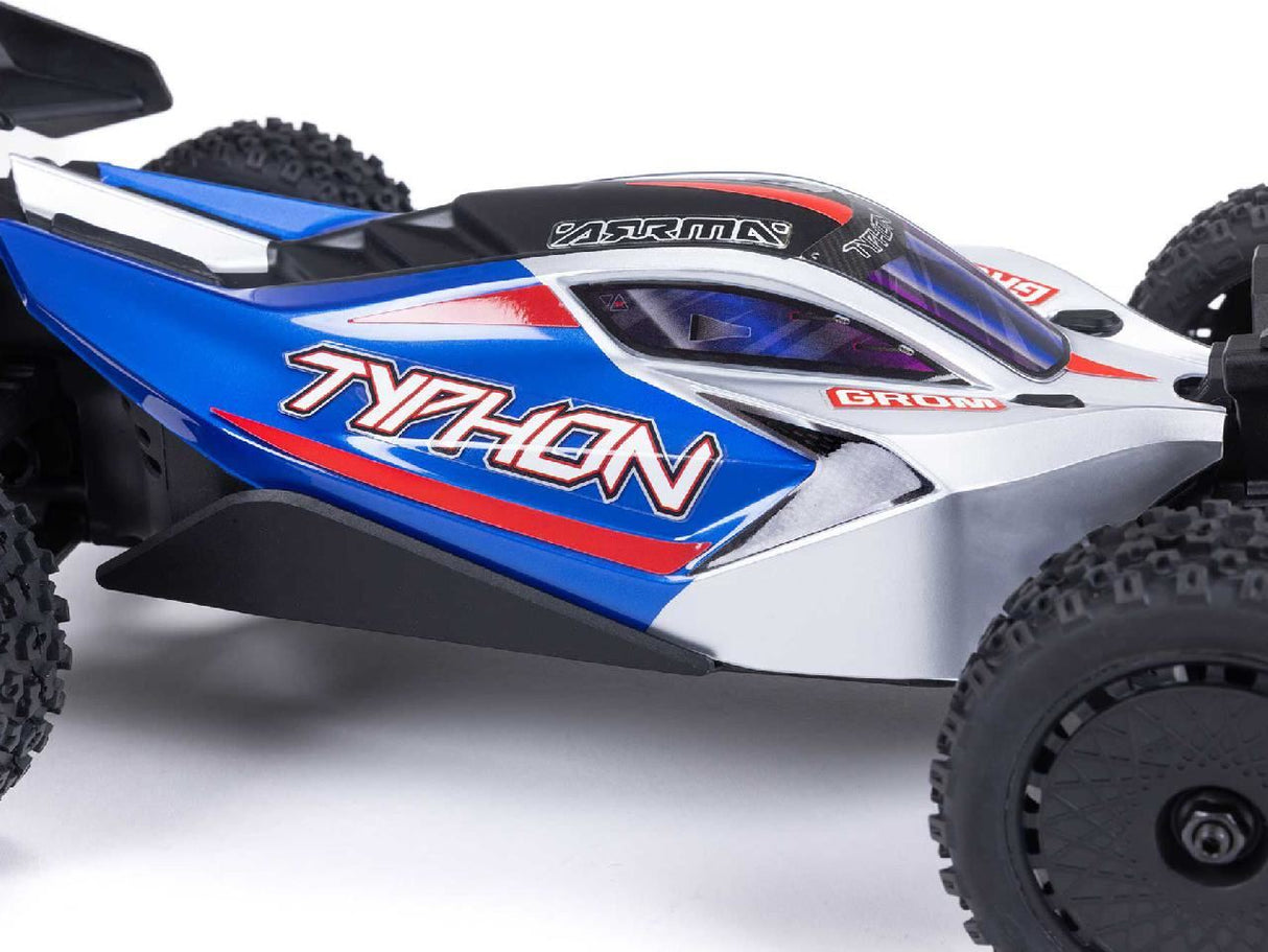 Arrma 1/18 Typhon GROM 4wd Smart RTR w/Lipo Batt/USB Chg Blue/Silv