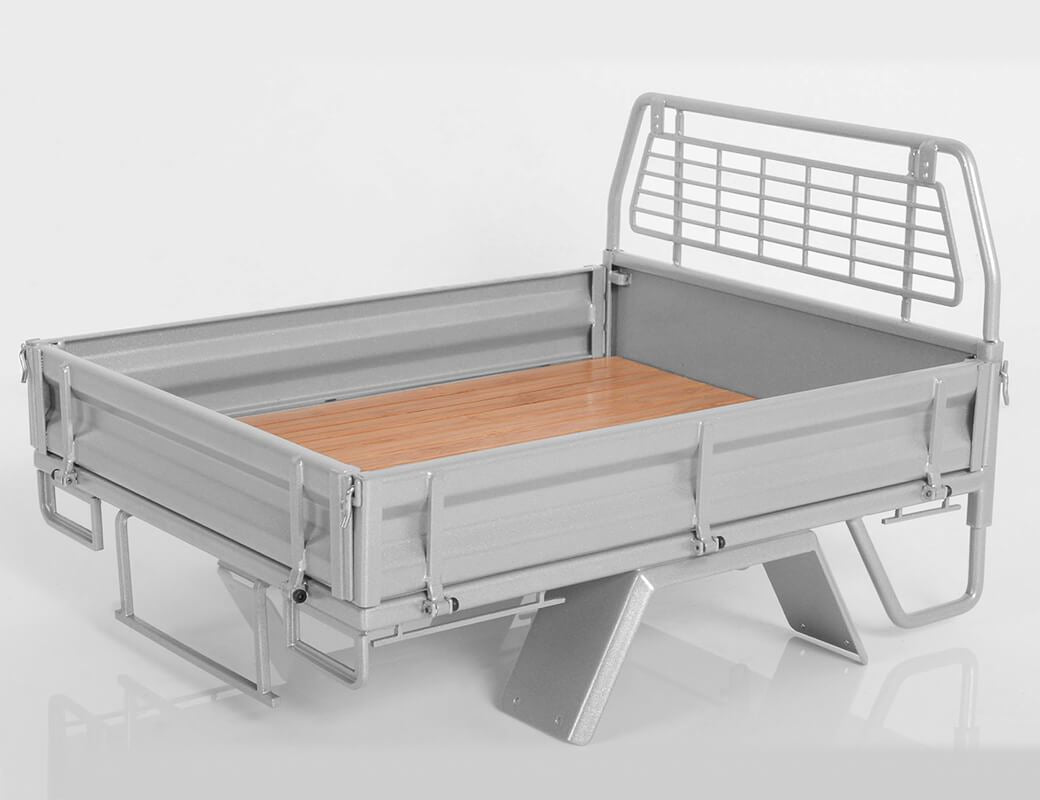 RC4WD KOBER REAR BED W/TIRE HOLDER & MUD FLAPS FOR RC4WD TF2 LWB TOYOTA LC70 (SILVER)