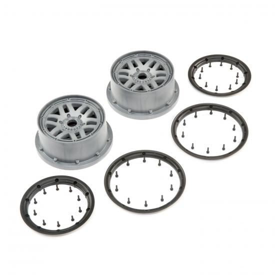Losi Wheel & Beadlock Set, Grey (2): 5ive-T 2.0 (Losi45022)