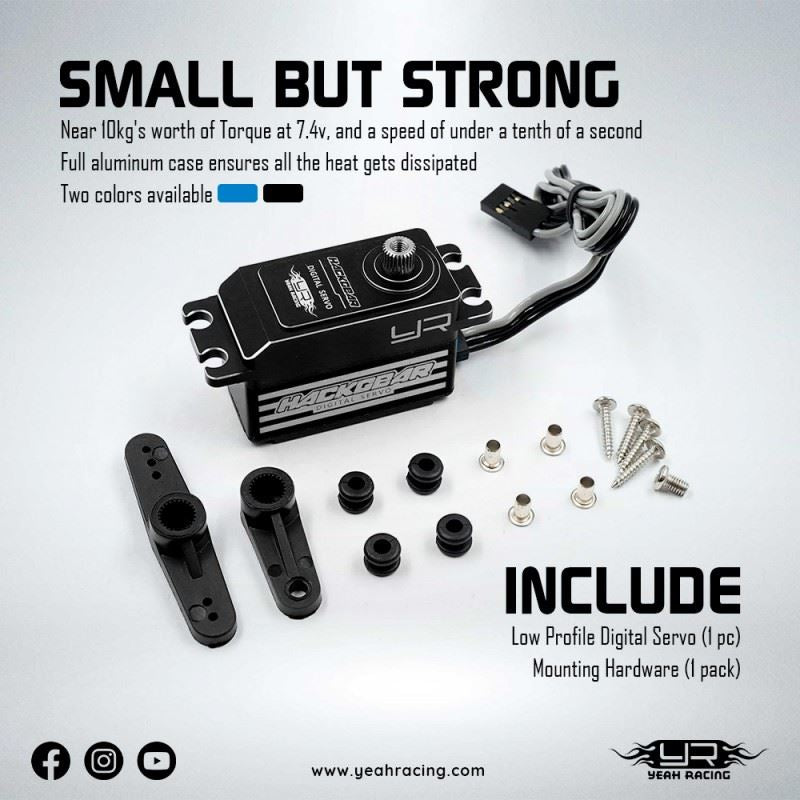 Yeah Racing Aluminium Case 10Kg Hackgear Low Profile Digital Servo For 1/10 Rc (Tamiya Hpi Kyosho)