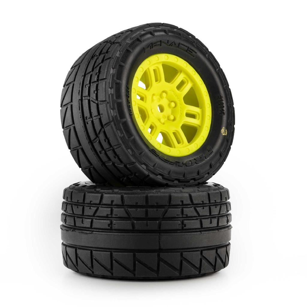 Pro-Line 1/16 Menace Front/Rear Street Tires Mounted 12Mm Yellow Spli