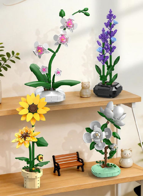 Cada Sunflower Building Block Planter - 187 Pcs