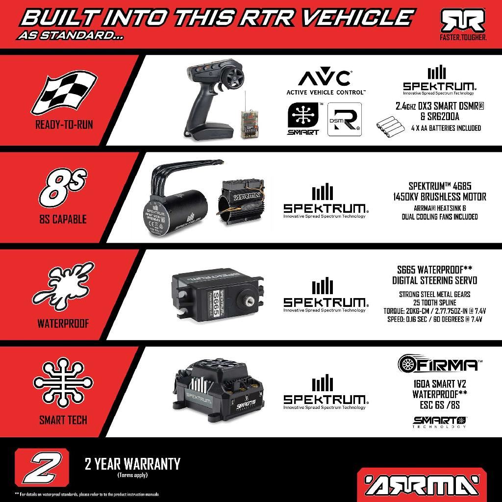 Arrma 1/7 Limitless 8S Avc 4X4 Rtr Blx Street Speed, Red/Black