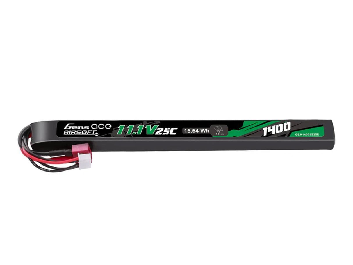 Gens Ace Airsoft 3S 1400Mah 25C With Deans (Ak47 Long Stick)