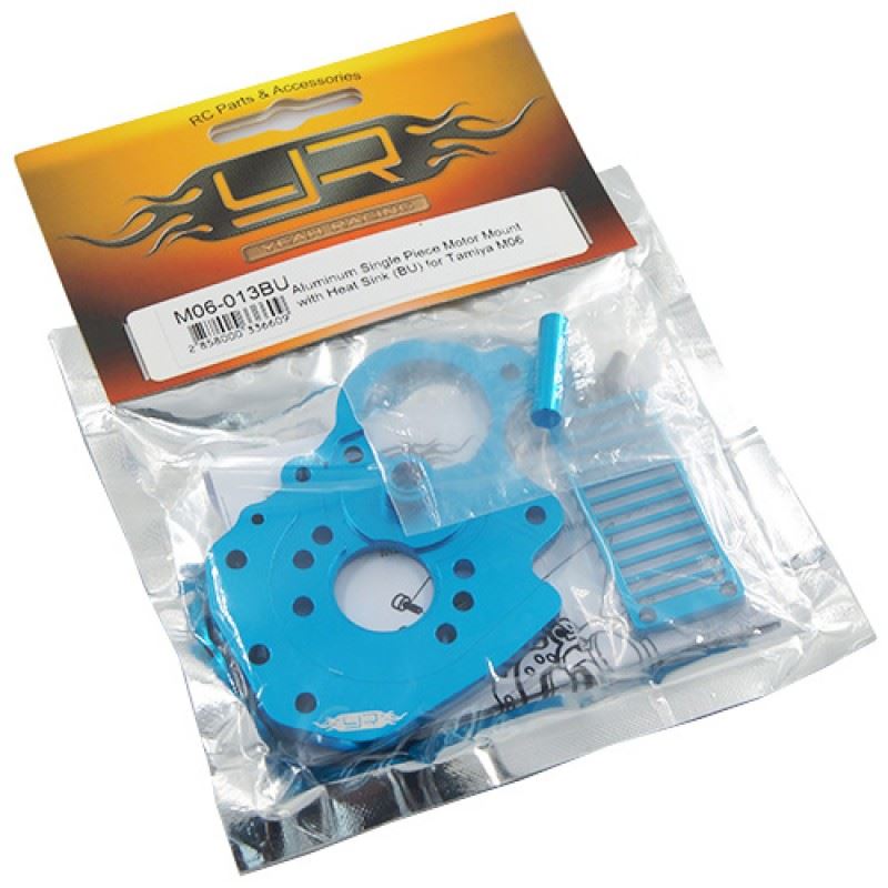 Yeah Racing Aluminum Single Piece Motor Mount with Heat Sink (BU) for Tamiya M06