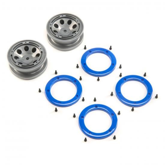 ECX FR/RR Wheel with Beadlock - Gray/Blue: Temper G2