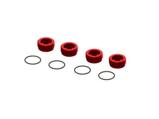 Arrma Aluminum Front Hub Nut Red (4) inc O-Rings