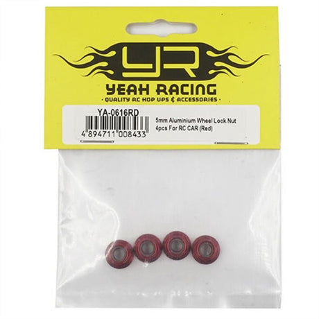 Yeah Racing 5mm Aluminum Wheel Lock Nut 4pcs Red